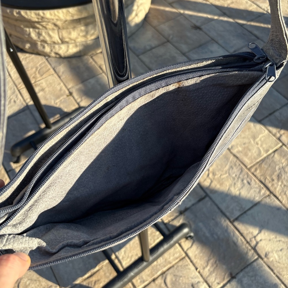 Vintage Genuine Eel Skin Leather Shoulder Bag | Grey | Good Condition | KOREA - Picture 7 of 13